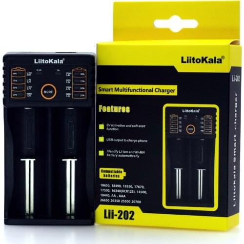 LiitoKala Lii-100 Lii-202 Lii-402 1.2V 3.7V 3.2V 3.85V A/AAA 18650 18350 26650 10440 14500 16340 NiMH Battery Smart Charger