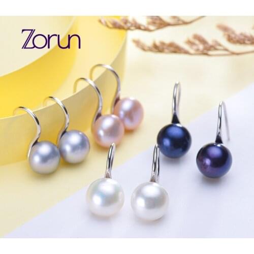 Zorun Natural Freshwater Pearl Earring Fine/Fashion Jewelry 9mm 925 Sterling Silver Accessories for Women New Design Good Sale