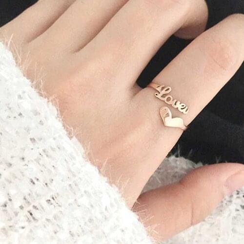 Ladies Personality Charm Open Ring Custom Name Letter With Love Stainless Steel Couple Engagement Ring Igh Quality Jewelry Gifts