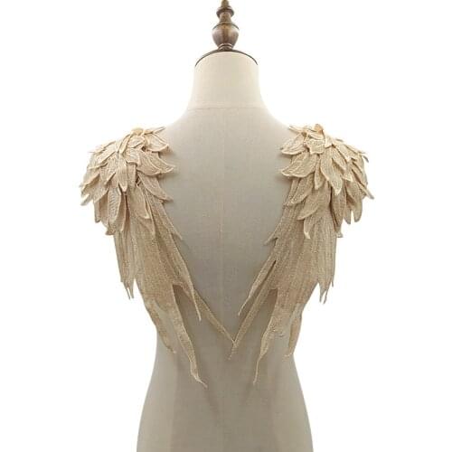 1Pairs New 3D Lace Angles Wing Patches Black White DIY Clothes Patches Soft Wing Lace Patches For Dress Socks Sleeves Decors