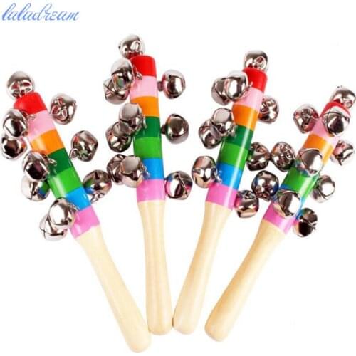 1 pcs Wooden Shaking Handbell Rattle Sound Toy Musical Instrument Gift for Child Toys For Fun