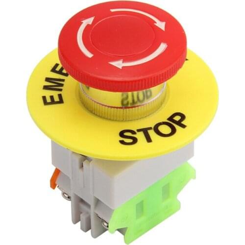 1pcs Quick Stop Button Switch Mushroom Head with Self-Locked Belt Button Sign Box Quick Stop Mark Warning Circle Mark
