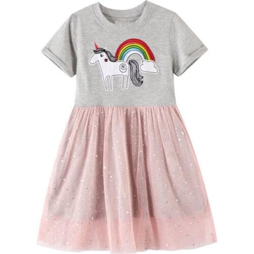 2020 Unicorn Dress Girls Vestido Sukienki Princess Summer Dress Rainbow Dresses Fantasia Infantil Girl Clothes Robe Fille Jurken