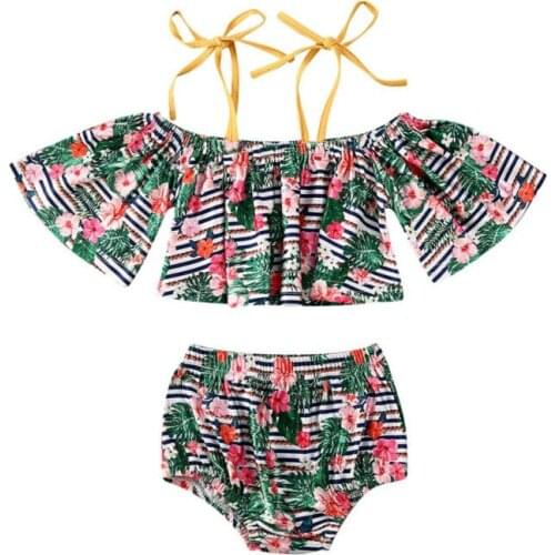 2020 Fashion Baby Girl Summer Swimwear Swimsuit Toddler Kids Floral Bikini Beach Bathing Suit