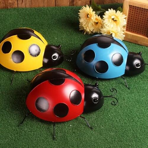 3Pieces Cute Iron Ladybird Hand Painted Hanging Ladybug Tree Ornaments