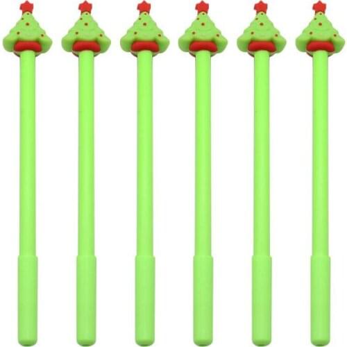 36PCS Creative Green Christmas Tree Cartoon Pen Schoolgirl Stationery 0.5mm Needle Head Black Gel Pens