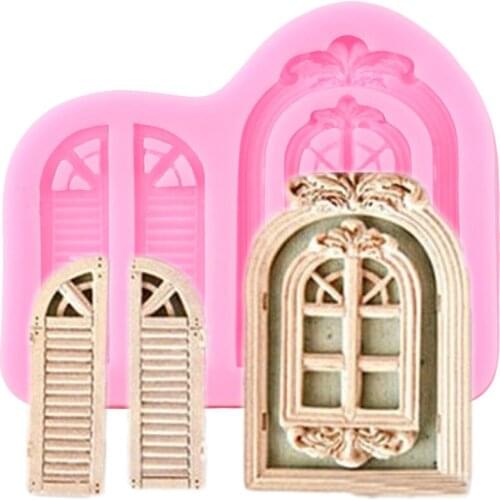 3D Window Door Silicone Mold Cake Border Fondant Cake Decorating Tools Cookie Baking Candy Chocolate Gumpaste Molds Clay Moulds
