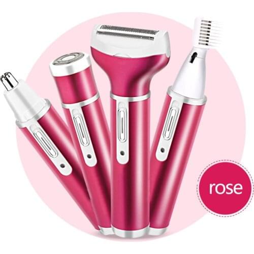 4 in 1 Electric Facial Hair Remover Portable Nose Ear Hair Trimmer Set Eyebrow Hair Trimmer Body Hair Remover Women Grooming Kit