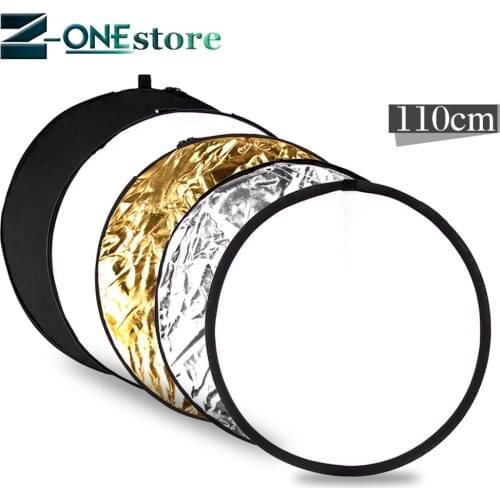 42" Reflector 110cm 5in1 Portable Collapsible Light Round Photography Reflector for Studio Golden/silver/white/black/translucet