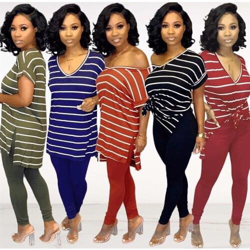 AR5372 European and American 2021 sexy womens clothing solid color sexy fashion striped irregular top T-shirt