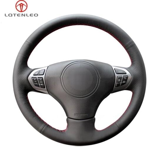 LQTENLEO Black Genuine Leather Car Steering Wheel Cover For Suzuki Grand Vitara 2006 2007 2008 2009 2010 2011 2012 2013 2014
