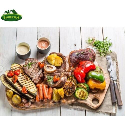 Paint Diamond Painting Full Square Drills Delicious Food, Beef, Sala, Chicken Embroidery Cross Stitch Mosaic Kitchen Decoration
