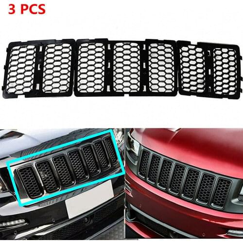 Black Mesh Grille Insert Kit Front Grill Cover for Jeep Grand Cherokee 2014-2016