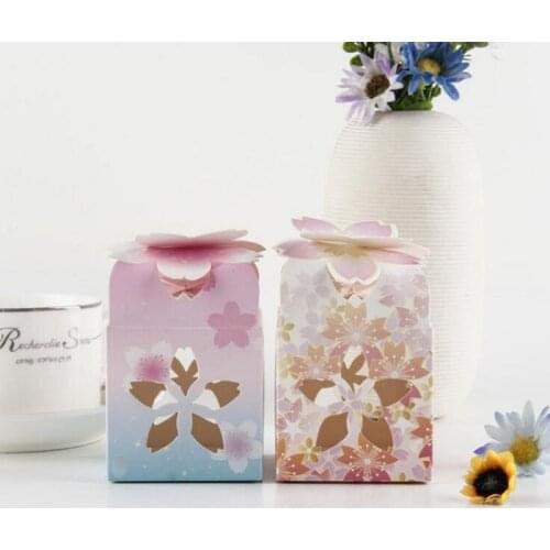 Candy box bag chocolate paper gift package for Birthday Wedding Party favor Decoration supplies craft DIY favor pink flower Wh