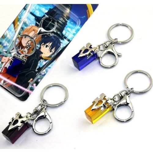 1 Pcs Hot Anime Sword Art Online Kirito Asuna Yuki Metastasis Crystal Keychains Pendant Keyrings Figure Toys for Kids Gifts
