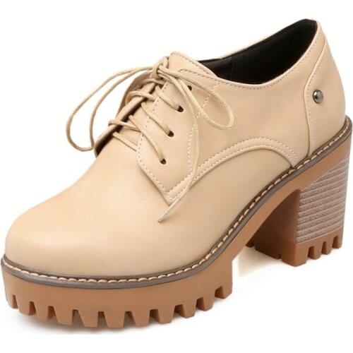 Big Size Fashion lace up casual single shoes ladies high heels women shoes woman pumps