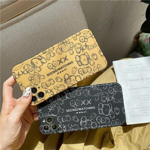 Fashion Silicone Smart Phone Cover for iPhone 11 12 Pro X XS MAX XR 7 8 Plus SE 2020 12 Mini Black Yellow Cartoon Phone Case