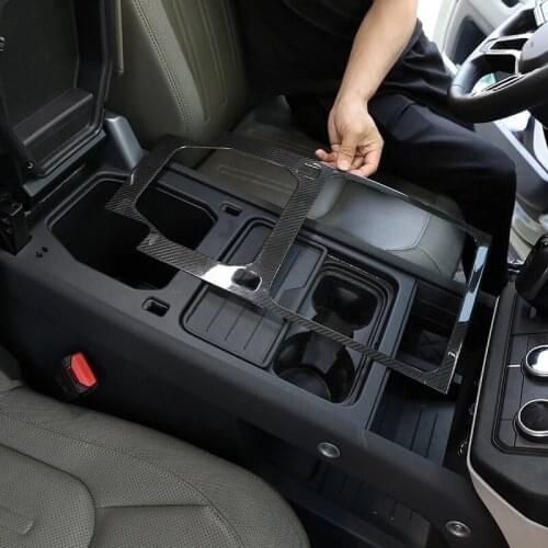 For Land Rover Defender 110 20-22 Real Carbon Fiber Car Central Armrest Storage Box Panel Frame Stickers Car styling Accessories