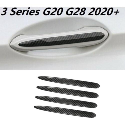 Car Outer Door Handle Decorative Trim Strips Carbon Fiber Color for BMW 3 Series G20 G28 2020