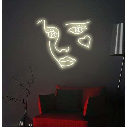 "Girl FACE" Neon Sign Custom Neon Light Sign Led Custom Pink Light Neon Home Room Wall Decoration Ins shop decor