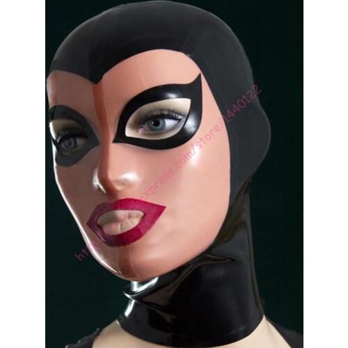 New arrive fashion black And Skin latex hood fetish rubber mask Customize Size Service Customize service