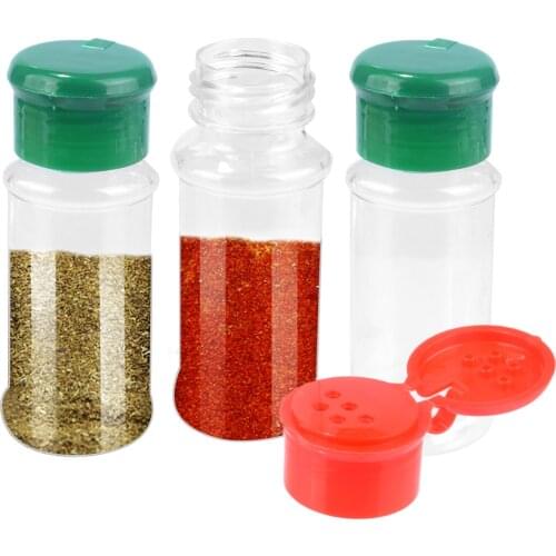 10pcs Plastic Barbecue Spice 100ml Lid Bottles Jars Can Containers Kitchen Seasoning Condiment Shaker Cap For Salt Pepper Powder