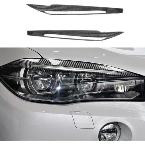 Fit For BMW F15 X5 F85 X5M X6 2014-18 Carbon Fiber Headlights Eyebrows Eyelids Car Styling Front Headlamp Trim Cover Accessories