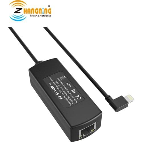 PoE RJ-45 to Lightning Power Adapter Splitter 802.3af/at 5V10W Apple device Charger For Tablet IPAD Device 100M