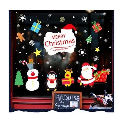 Christmas Wall Sticker Decorative Window Decoration Santa Claus Tree DIY Wall Decor Shop Scene Layout Car Window Glass Stickers