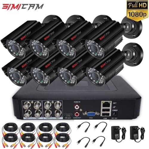 8CH 1080P Security Camera System Outdoor 100ft Night Vision Home Surveillance Kit AHD CCTV Set 2/4/6/8pcs Bullet P2P Easy Remote