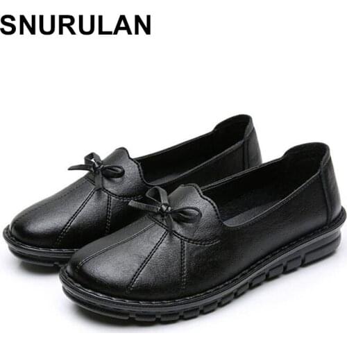 SNURULAN Moccasins Women Flat Shoes Women Women Slip-Ons Non-slip Spring Autumn Comfortable Fashion Mother Shoes Sturdy Sole