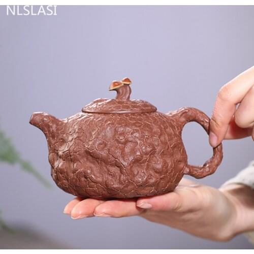 Yixing High-end Handmade Tea Pot Ganoderma Purple Clay Teapot Beauty Kettle Chinese Tea Ceremony Customized Gifts Teaware 290ml