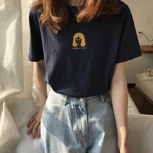 2021 Summer Womens Polyester Loose Printing OL Commuter Letter Short Sleeve T-shirt