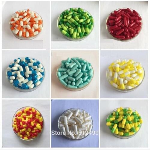 0# 1000/5000pcs 0 size High quality colored hard gelatin empty capsules, hollow gelatin capsules ,joined or separated capsules