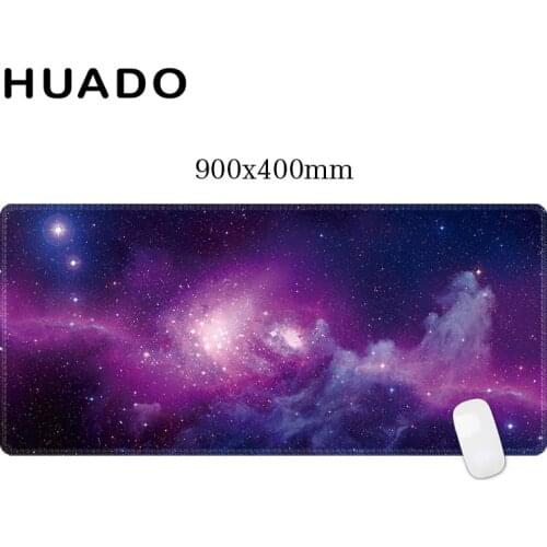 2018new Large Gaming Mouse pad 900x400 with The Milky Way galaxy & world map print & edge locking