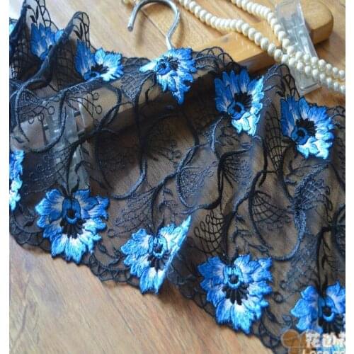 3 Meters/lot French Lace Wholesale Lace Fabric High Quality African Tulle Blue Lace Fabric Embroidered Lace Trim