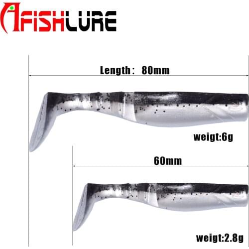 6pcs Two color T-tail soft Fishing Lures