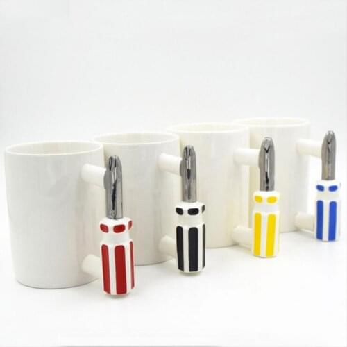 Promotion! Creative Fashion Mugs Practical Screwdriver Tool Mug Ceramic Coffee Mugs with Color Box for Friend Gift