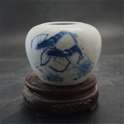 Antique Collection old Chinese Porcelain blue and white shrimp pattern jug