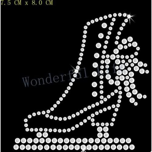 Free shipping Ice Skate Shoe Rhinestone Diamante Transfer IronOn