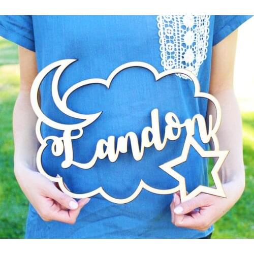 Wooden Name Sign Nursery Boy, Laser Cut Name Sign, Nursery Name Sign Custom, Star Moon Nursery Decor, Nursery Wood Sign Name, Ba