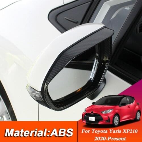 For Toyota Yaris XP210 2020 2021 ABS Car Rearview Mirror Rain Eyebrow Sequin Cover Trim Sticker Car Decoration Accessories 2pcs