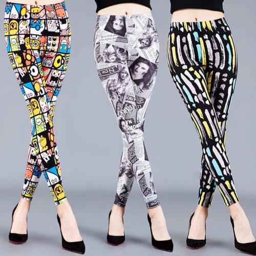 Plus Size Legging Cartoon Painted Leggings Women Graffiti Push Up Fitness Leggings High Waist Workout Pants Fashion Gym Leggins