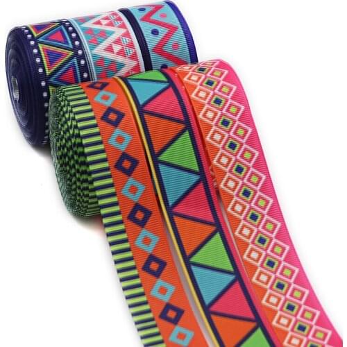 5 Yards 1" 25MM Geometry Printed Ribbon For Hair Bows DIY Crafts Handmade Accessories Y2021030603