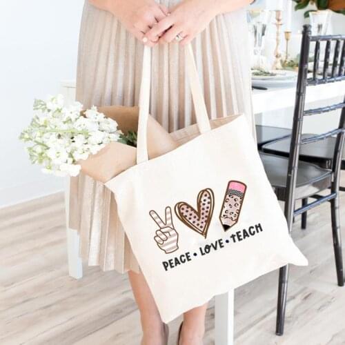 Peace Love Teach book Bag Christmas Teachers' Day birthday Graduation Back to school Teacher Thank You Appreciation Gift Present