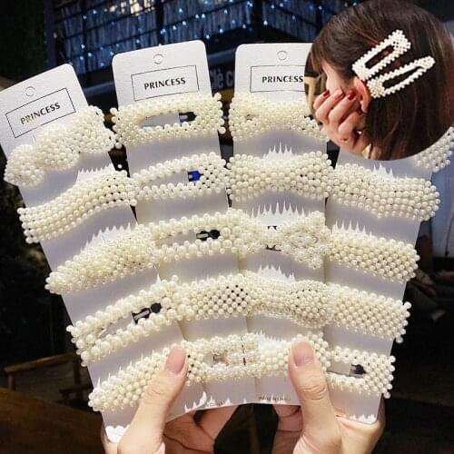 Fashion Hair Accessories Hair Clip for Women Barrettes Pearl Crystal Rhinestone Headwear Sweet Hairpins Jewelry Hairgrips