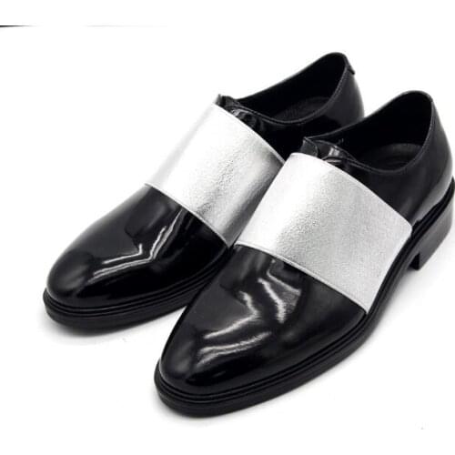 High top handmade men shoes point toe genuine leather slip on formal business shoes for men