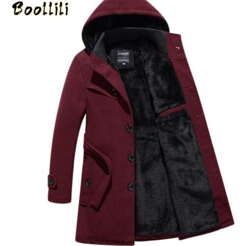 Boollili Mens Woolen Coat Men Winter Plus Size Black Slim Coat Man Winter Jacket Overcoat Casaco Masculino Inverno Coats
