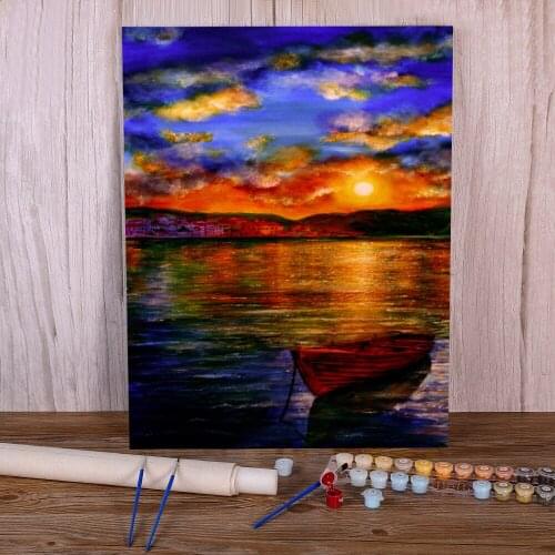 Natural Scenery DIY Painting By Numbers Complete Kit Acrylic Paints 40*50 Canvas Painting Paintings Crafts Adults Drawing