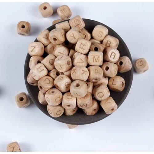 New 100pcs/Lot 10mm Solid Color Wooden Beads Square Letter A-Z Wood Spacer Beads For DIY Jewelry Accessories